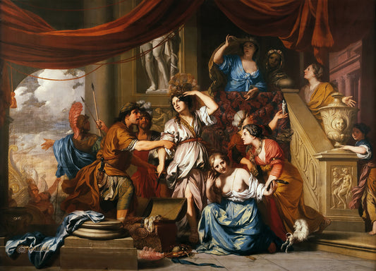 Achilles Discovered Among the Daughters of Lycomede, vintage artwork by Gerard de Lairesse, 12x8" (A4) Poster