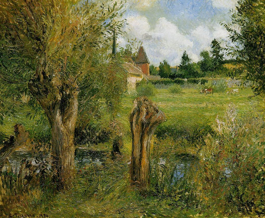 The Banks of the Epte at Eragny, vintage artwork by Camille Pissarro, 12x8" (A4) Poster