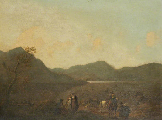 Martindale Ferry, Ullswater, vintage artwork by Julius Caesar Ibbetson, 12x8" (A4) Poster