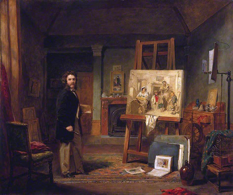 Thomas Faed, Artist, in his Studio, vintage artwork by John Ballantyne, A3 (16x12") Poster Print