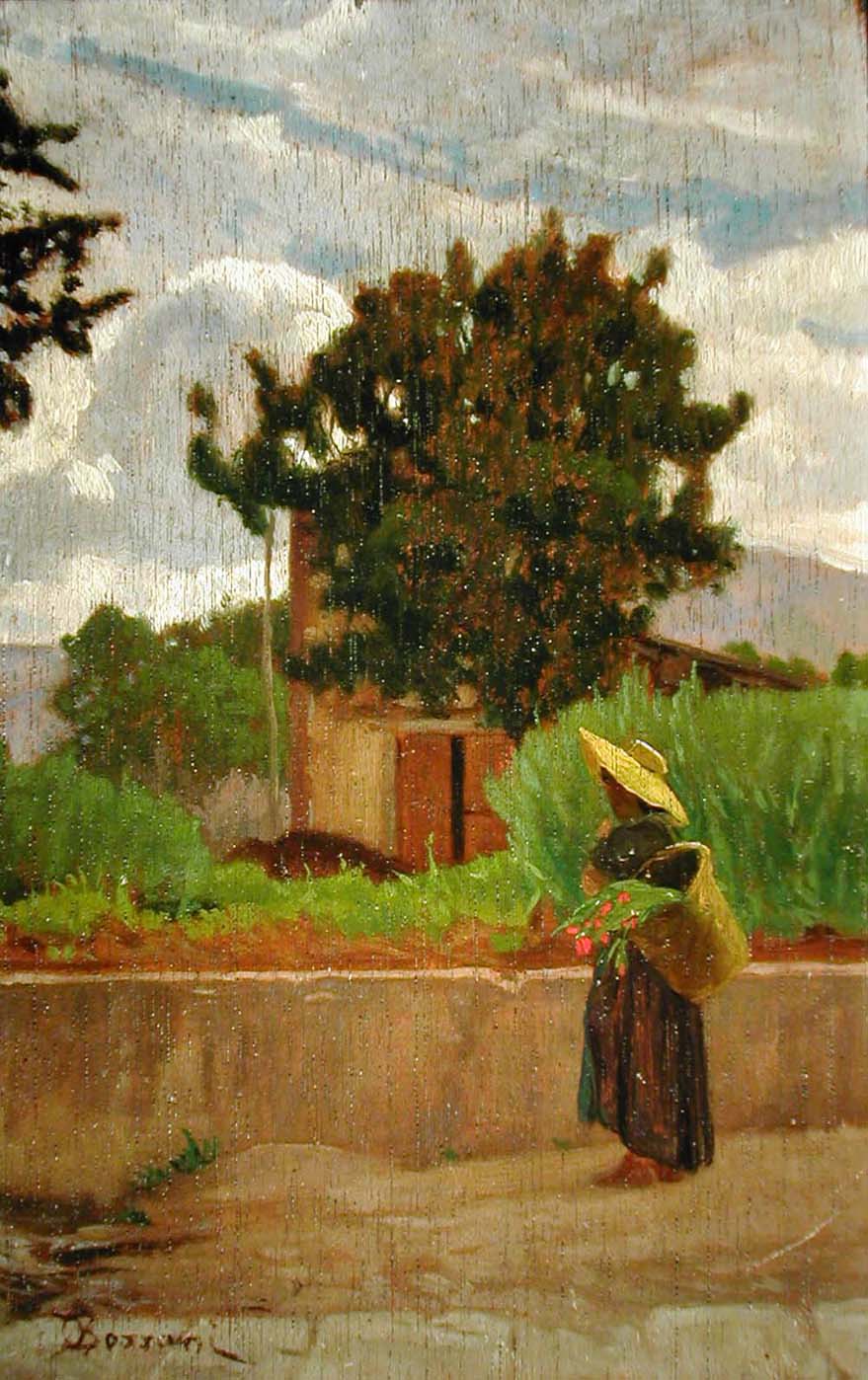 Contadinella a Castiglioncello, vintage artwork by Odoardo Borrani, 12x8" (A4) Poster