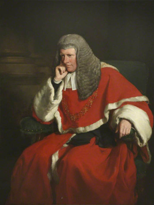 Portrait of Sir William Erle, Lord Chief Justice, vintage artwork by Sir Francis Grant, P.R.A., A3 (16x12") Poster Print