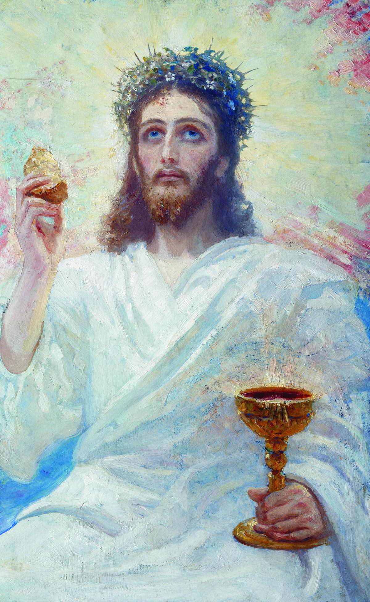 Christ with a Bowl, vintage artwork by Ilia Efimovich Repin, 12x8" (A4) Poster