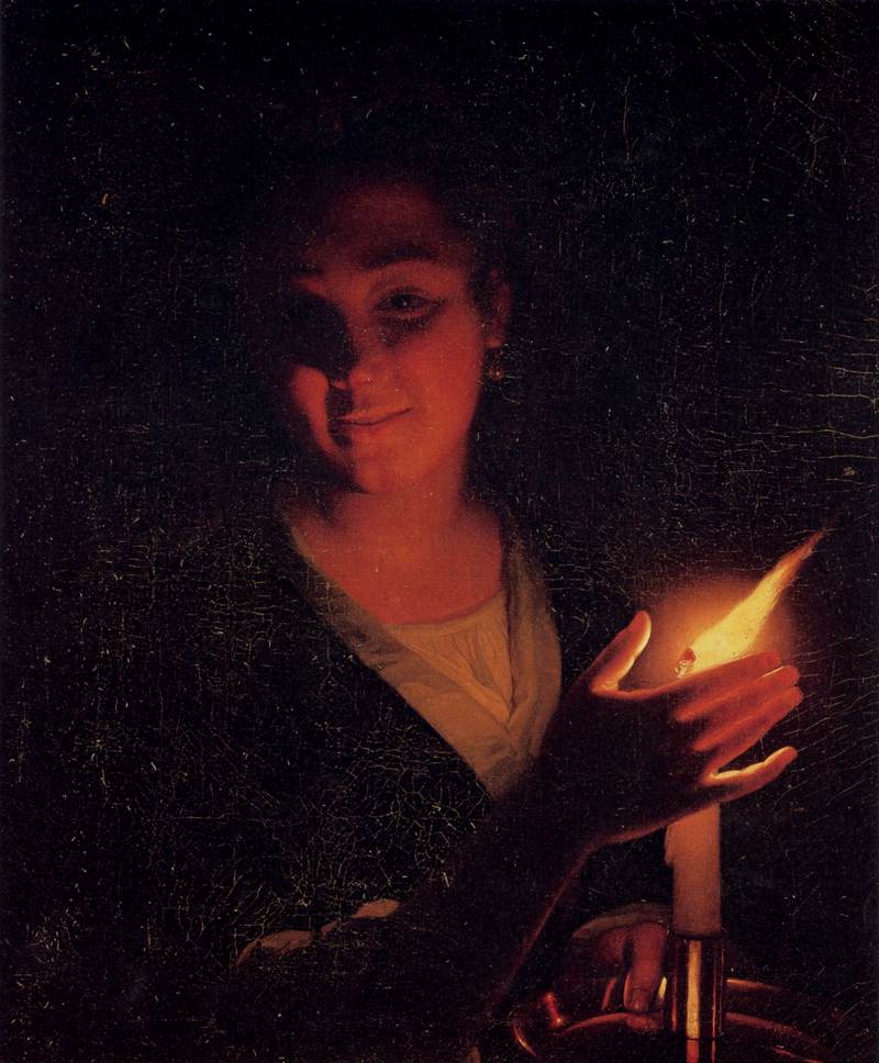 Young Girl with a Candle, vintage artwork by Godfried Schalcken, 12x8" (A4) Poster