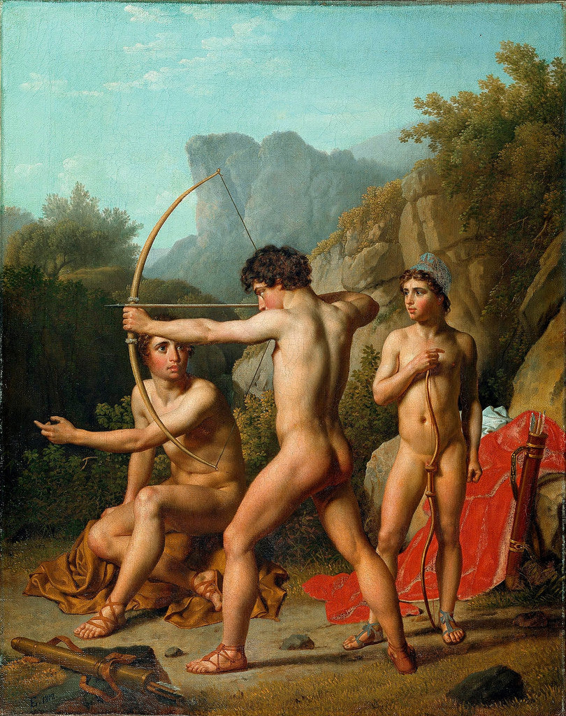 Three Spartan Boys, vintage artwork by Christoffer Wilhelm Eckersberg, 12x8" (A4) Poster