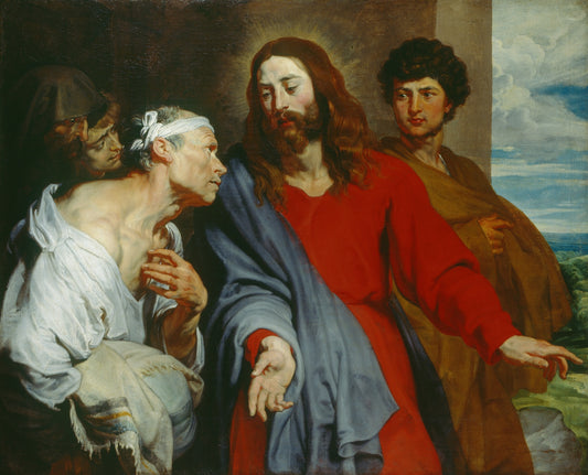 Christ Healing the Paralytic, vintage artwork by Anthony van Dyck, 12x8" (A4) Poster