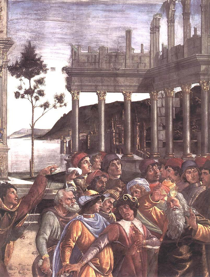 The Punishment of Korah and the Stoning of Moses and Aaron (detail 4), vintage artwork by Sandro Botticelli, A3 (16x12