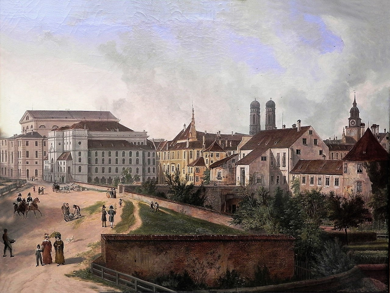 The Royal Residence in Munich from the North East in 1827, vintage artwork by Domenico Quaglio the Younger, 12x8" (A4) Poster