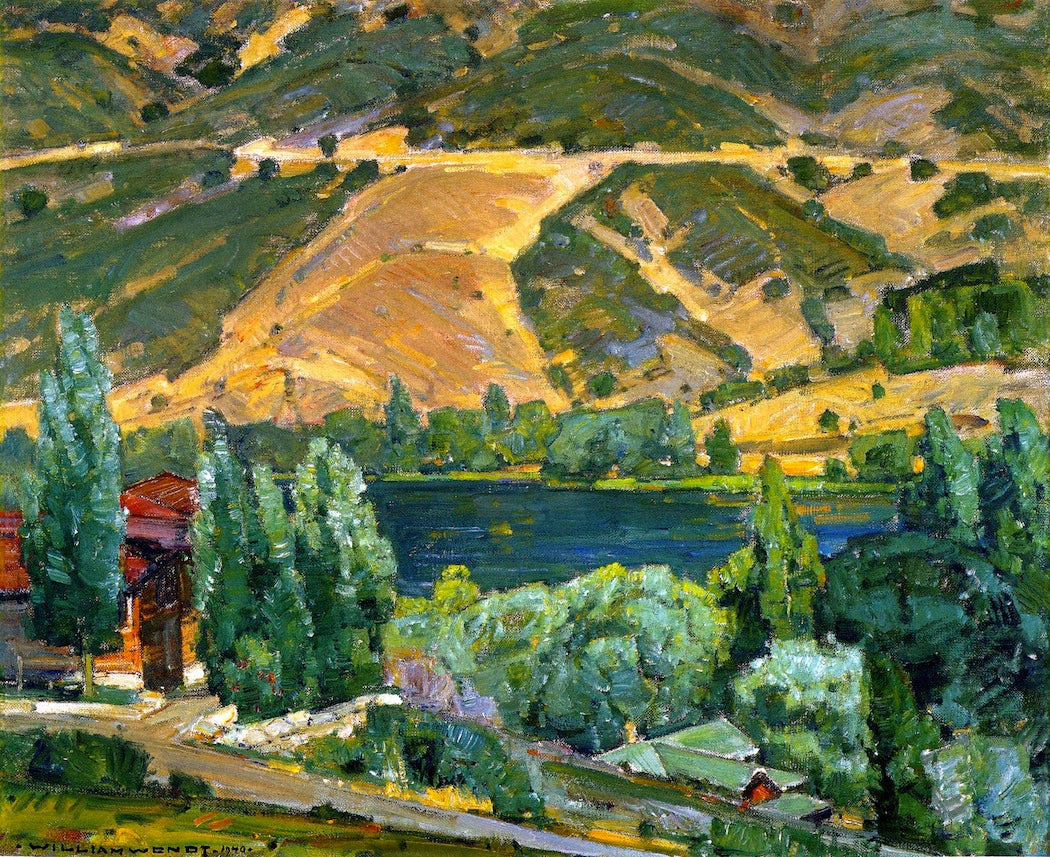 A Lake, vintage artwork by William Wendt, 12x8" (A4) Poster