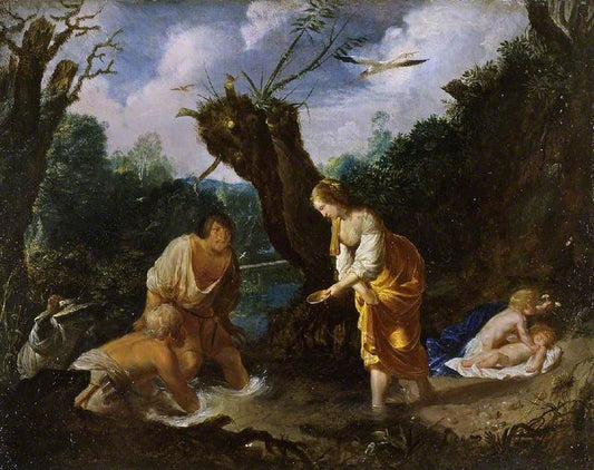 Latona Transforming the Peasants into Frogs, vintage artwork by Johann Hulsman, 12x8" (A4) Poster