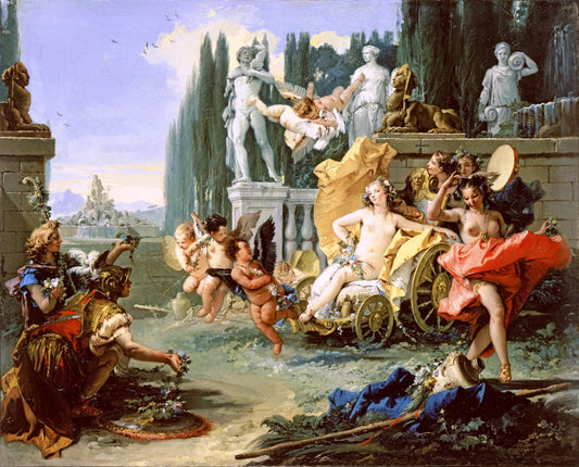 The Empire of Flora, vintage artwork by Giovanni Battista Tiepolo, 12x8" (A4) Poster