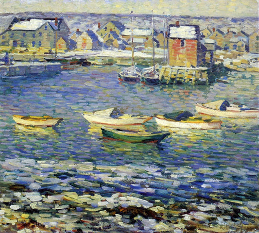 Rockport, Boats in a Harbor by Robert Spencer,16x12(A3) Poster
