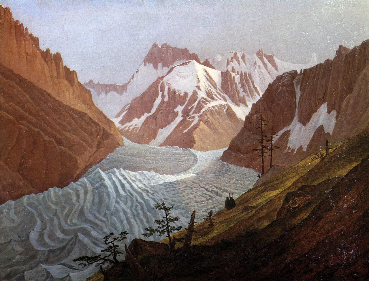 Glacier at Chamonix, vintage artwork by Carl Gustav Carus, 12x8" (A4) Poster