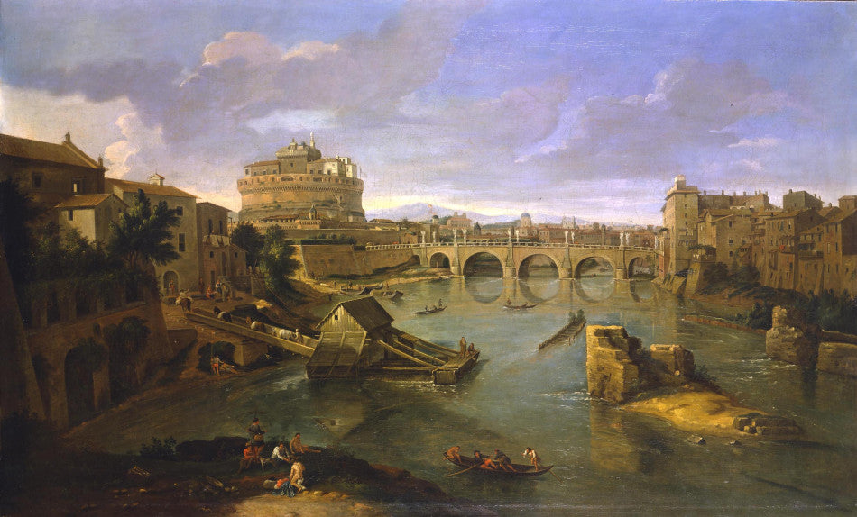 Castel Sant’Angelo from the South, vintage artwork by Caspar van Wittel, 12x8" (A4) Poster