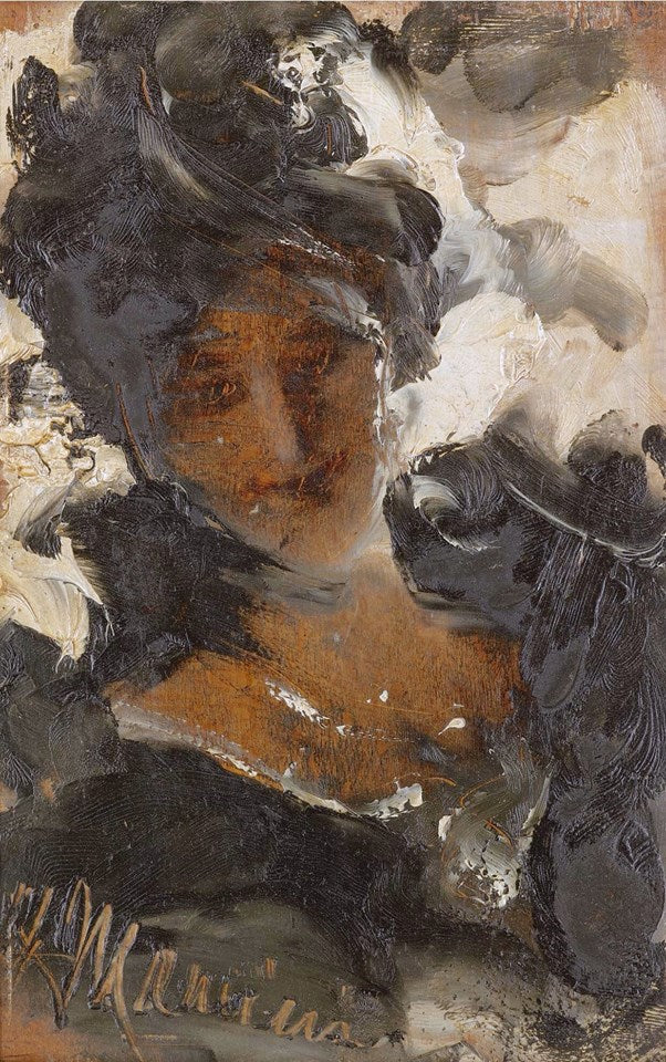 An elegant lady, vintage artwork by Antonio Mancini, 12x8" (A4) Poster