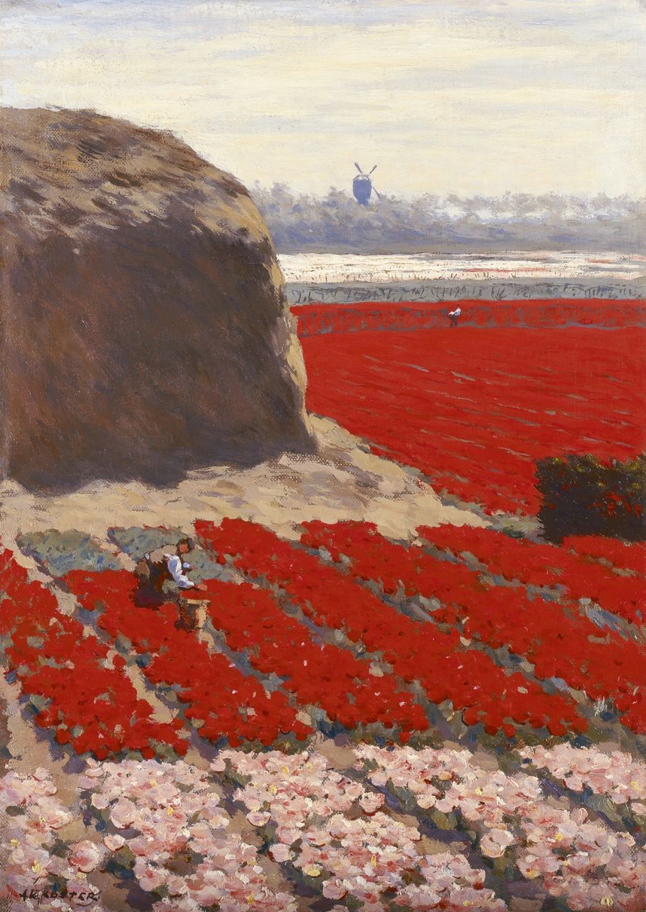 Tulip Fields, vintage artwork by Antonie Lodewijk Koster, 12x8" (A4) Poster