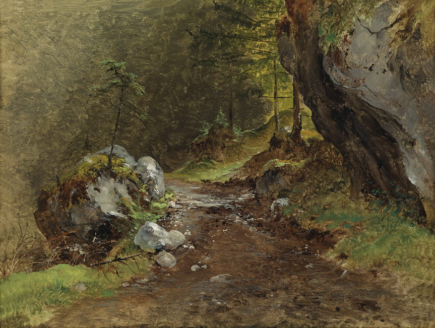 Sunny Woodland Path, vintage artwork by Friedrich Gauermann, A3 (16x12") Poster Print