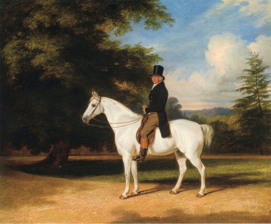 A Country Squire on His Grey Hunter, vintage artwork by William Barraud, A3 (16x12") Poster Print