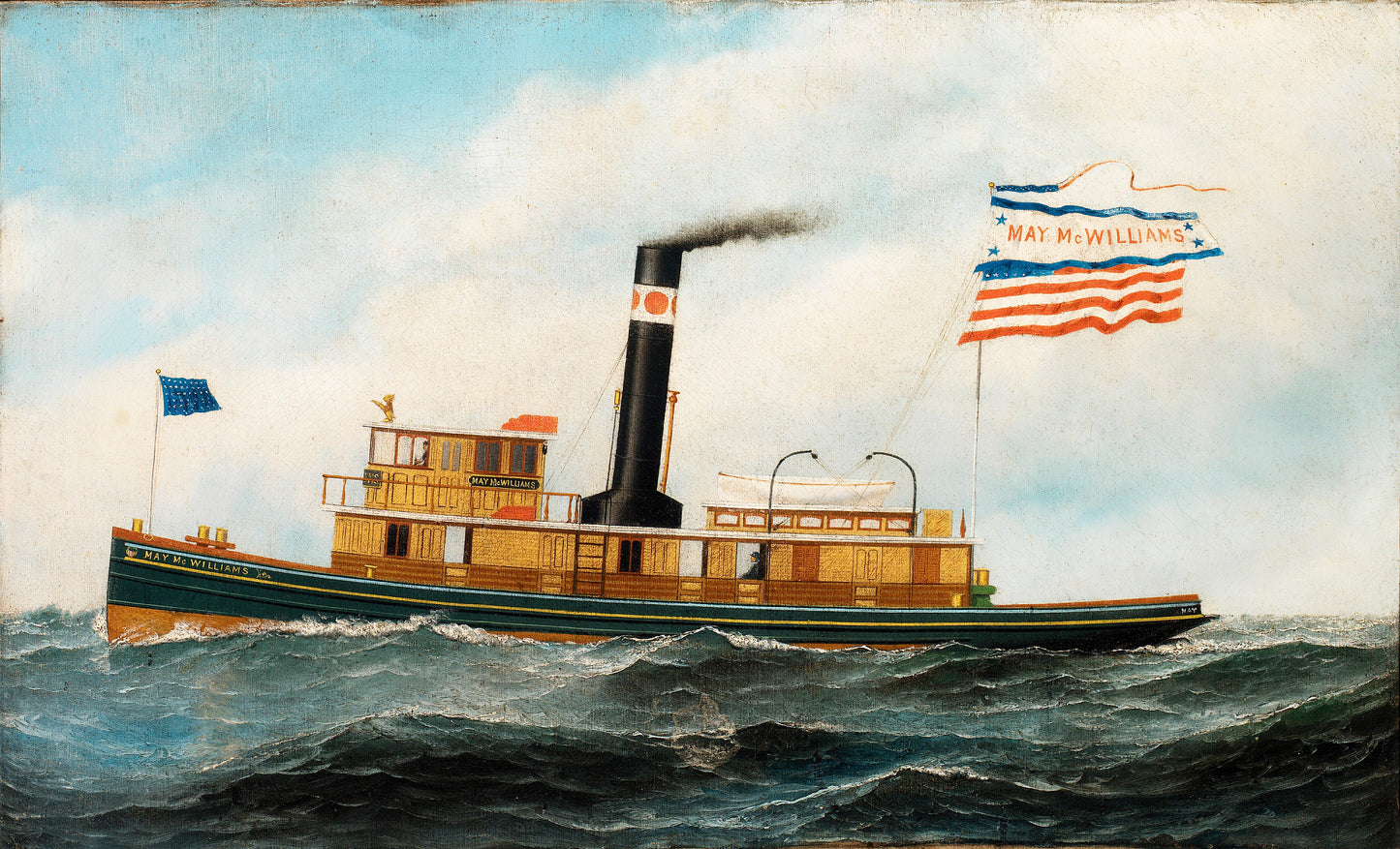 The Ocean-Going Tug "May McWilliams", vintage artwork by Antonio Jacobsen, 12x8" (A4) Poster