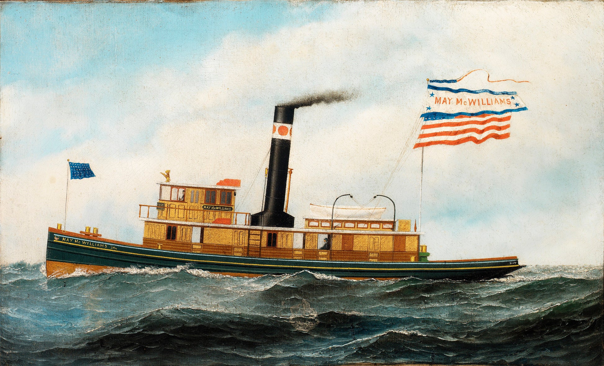 The Ocean-Going Tug "May McWilliams", vintage artwork by Antonio Jacobsen, 12x8" (A4) Poster