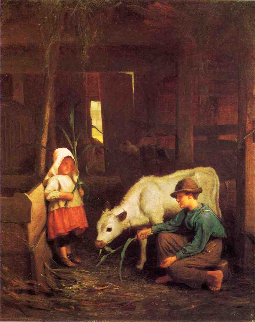 The Little White Heifer, vintage artwork by George Cochran Lambdin, 12x8" (A4) Poster