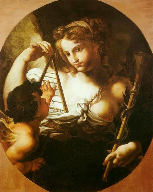 Allegory of Science, vintage artwork by Sebastiano Conca, 12x8" (A4) Poster
