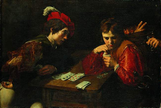 Falschspieler, vintage artwork by Valentin de Boulogne, 12x8" (A4) Poster
