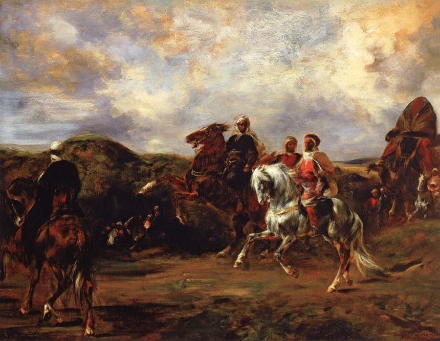 La Caravane (Scene of Nomads), vintage artwork by Eugène Fromentin, A3 (16x12") Poster Print