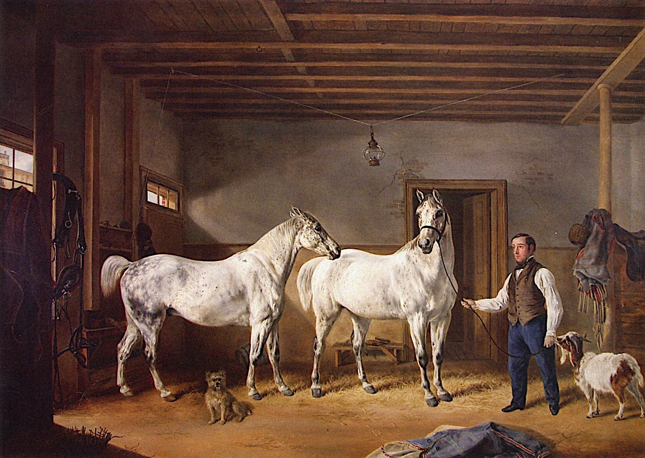 The Gerard Stuyvesant Family Stables, New York, vintage artwork by Henri Delattre, A3 (16x12") Poster Print