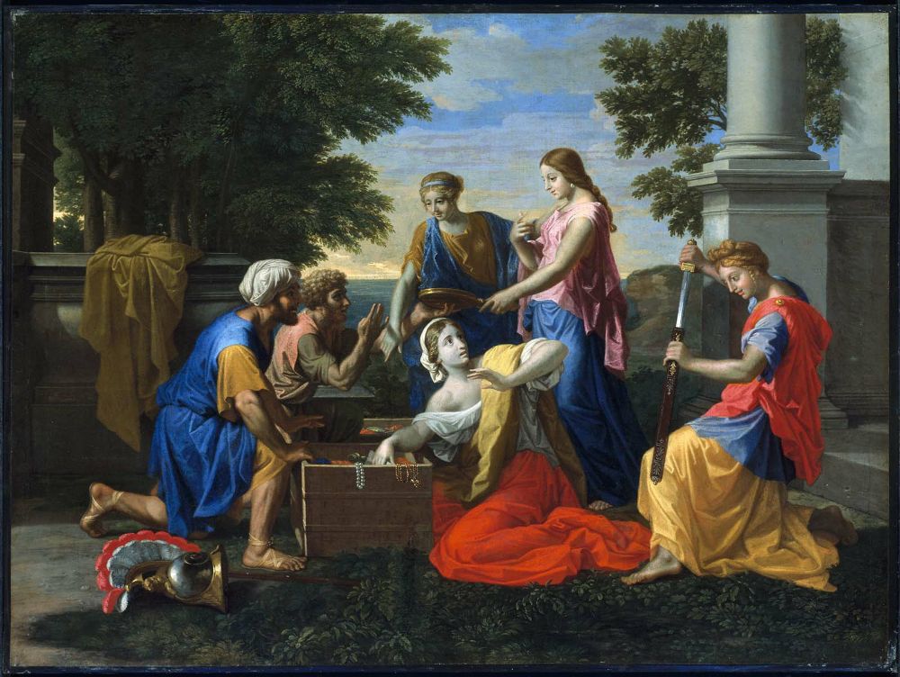 Discovery of Achilles on Skyros, vintage artwork by Nicolas Poussin, 12x8" (A4) Poster