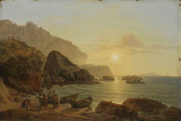 The Coast of Capri at Sunset, vintage artwork by Joseph Rebell, 12x8" (A4) Poster