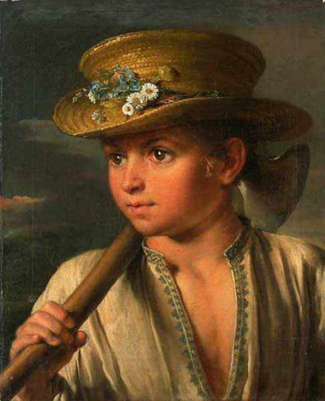 Boy With A Hatchet, vintage artwork by Vasily Tropinin, 12x8" (A4) Poster