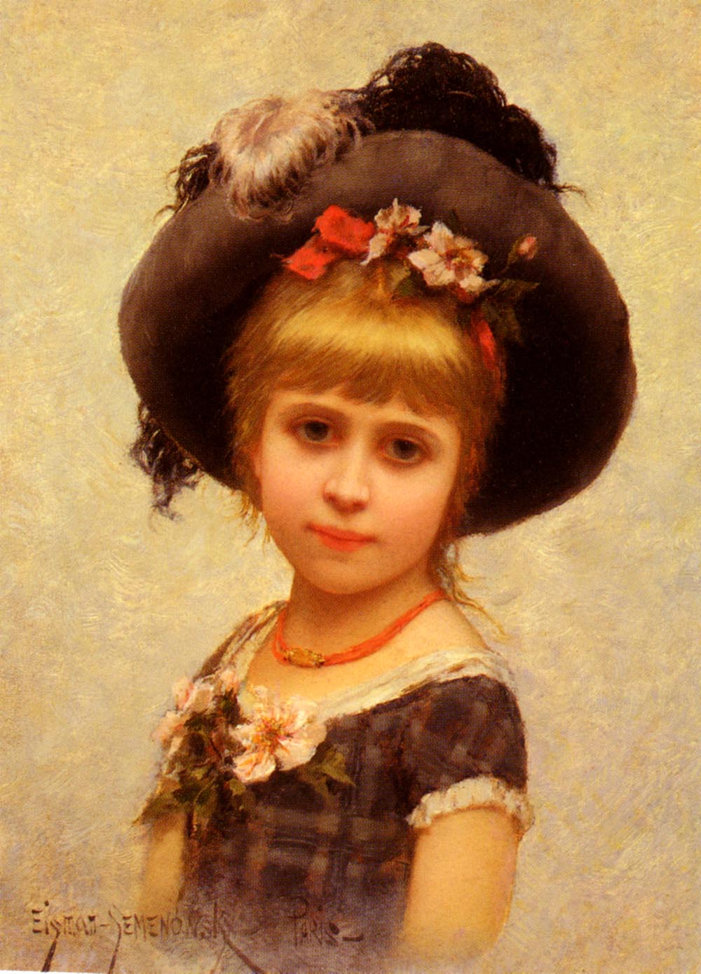 The Hat, vintage artwork by Emile Eisman-Semenowsky, 12x8" (A4) Poster