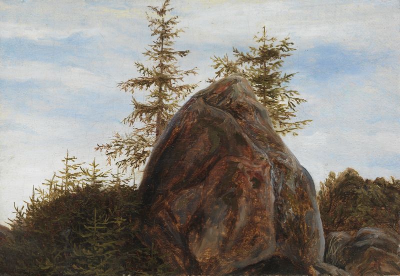 Monolith and Trees, vintage artwork by Thomas Fearnley, A3 (16x12") Poster Print