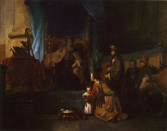 Hannah Presenting Samuel to Eli, vintage artwork by Gerbrand van den Eeckhout, 12x8" (A4) Poster