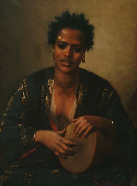 A Nubian Beauty, vintage artwork by Franz Xaver Kosler, 12x8" (A4) Poster
