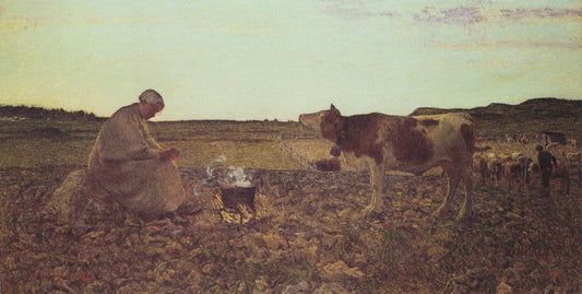 The Sad Hour, vintage artwork by Giovanni Segantini, 12x8" (A4) Poster