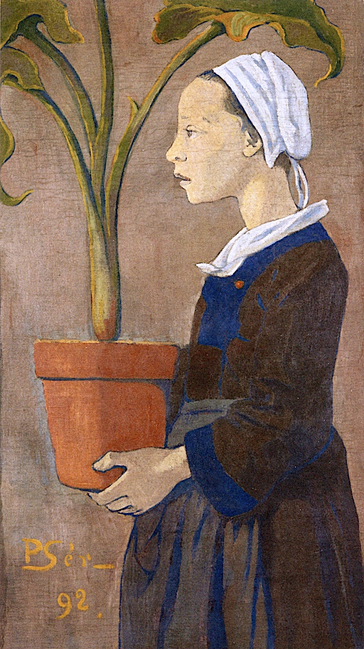 Breton Girl with Pot of Arum, vintage artwork by Paul Serusier, 12x8" (A4) Poster