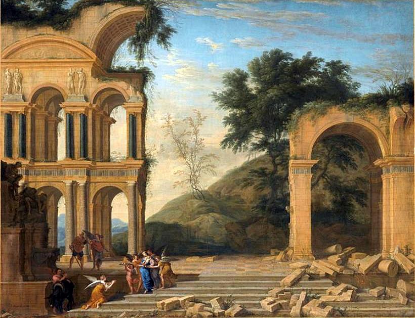 Landscape with the Rest During the Flight into Egypt, vintage artwork by Henri Mauperche, 12x8" (A4) Poster