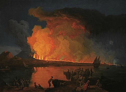 Eruption of Vesuvius   15 July 1794., vintage artwork by Pierre-Jacques Volaire, 12x8" (A4) Poster