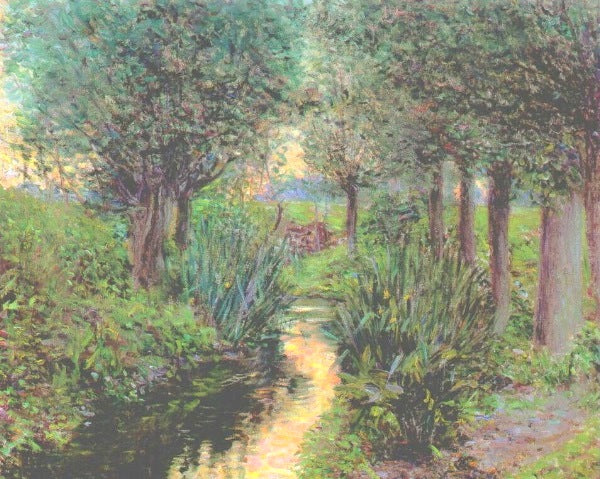 A Stream below Poplars, vintage artwork by Lilla Cabot Perry, 12x8" (A4) Poster