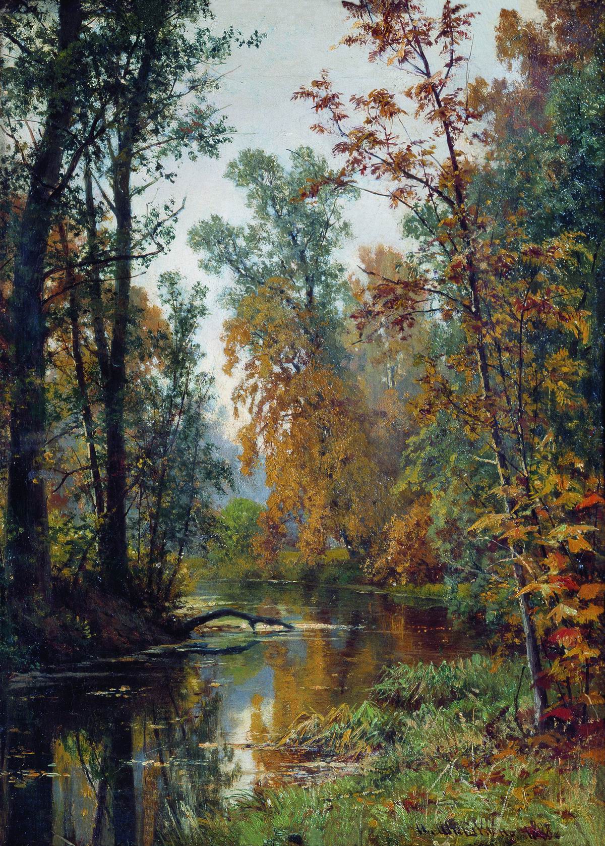 Autumn in Pavlovsk, vintage artwork by Ivan Ivanovich Shishkin, 12x8" (A4) Poster