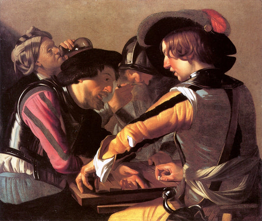 The Backgammon Players, vintage artwork by Dirck van Baburen, 12x8" (A4) Poster