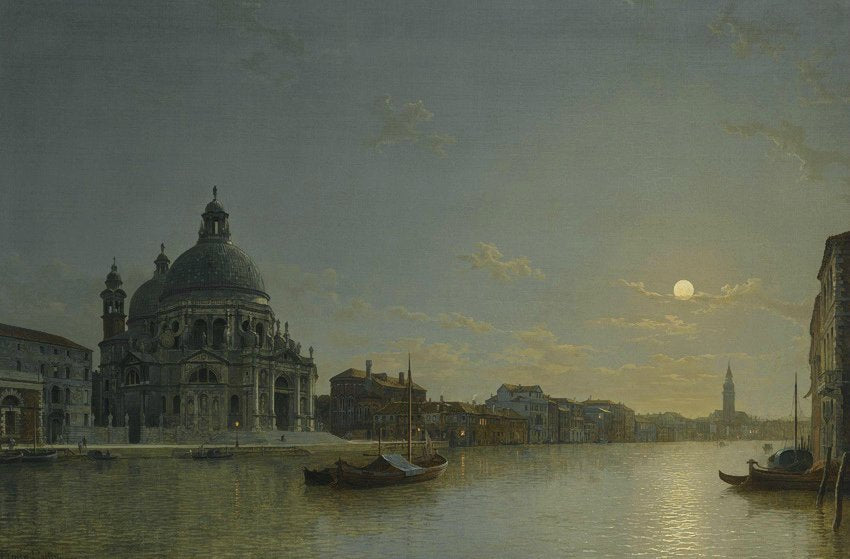 Venice, view of the Grand Canal with the Church of Santa Maria della Salute, vintage artwork by Henry Pether, 12x8" (A4) Poster