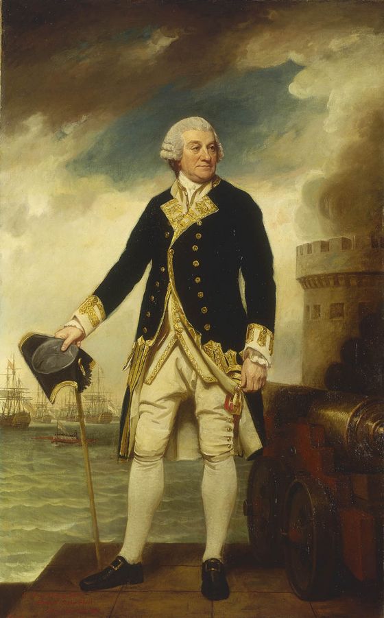 Admiral Sir Francis Geary, vintage artwork by George Romney, 12x8" (A4) Poster