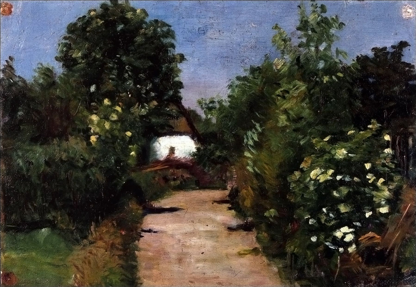 White House Amid the Bushes, vintage artwork by Marie Triepcke Kroyer, 12x8" (A4) Poster