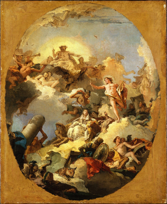 Study for The Apotheosis of the Spanish Monarchy 2, vintage artwork by Giovanni Battista Tiepolo, 12x8" (A4) Poster