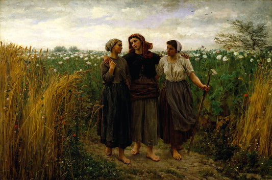 Returning from the Fields, vintage artwork by Jules-Adolphe Breton, 12x8" (A4) Poster