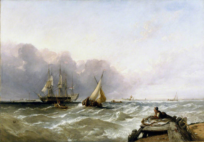Shipping off the Dutch Coast, vintage artwork by Clarkson Frederick Stanfield, A3 (16x12