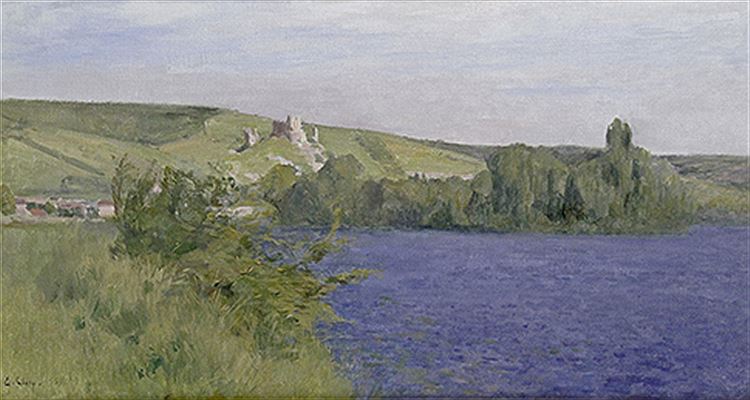 The Seine in the Andelys, Fortress of Chateau Gaillard, vintage artwork by Eugène Clary, 12x8" (A4) Poster